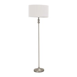 ValueLights Maggie Brushed Chrome Candlestick Floor Lamp with Fabric Shade with LED Bulb in Grey - thumbnail 2