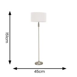 ValueLights Maggie Brushed Chrome Candlestick Floor Lamp with Fabric Shade with LED Bulb in Grey - thumbnail 5