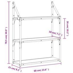 Berkfield Home Durable 3-Tier Wall Shelf Grey Sonoma 60x21x78.5 cm Engineered Wood - thumbnail 8