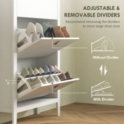 Wyld Haus Makeve 3 Drawer Shoe Cabinet White & Oak Effect Tilt Out Storage - thumbnail 5