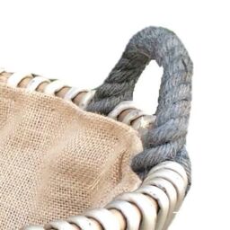 Red Hamper Wicker Small Round Grey Log Basket in Brown - thumbnail 2