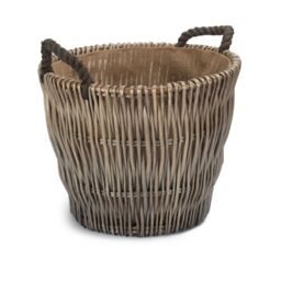 Red Hamper Wicker Small Round Grey Log Basket in Brown - thumbnail 3