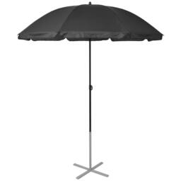 Berkfield Home Sun Loungers with Umbrella Aluminium Black - thumbnail 1