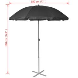 Berkfield Home Sun Loungers with Umbrella Aluminium Black - thumbnail 9