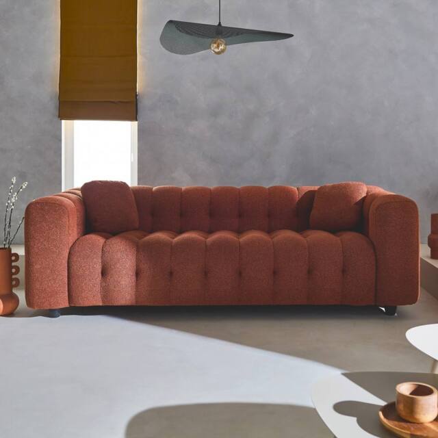 sweeek 3-seater Sofa Upholstered In Textured Boucle Fabric in Terracotta - image 1