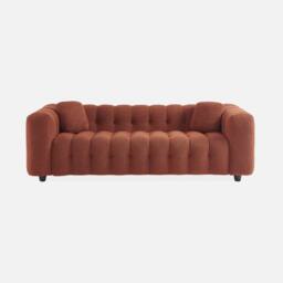 sweeek 3-seater Sofa Upholstered In Textured Boucle Fabric in Terracotta - thumbnail 2