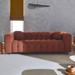sweeek 3-seater Sofa Upholstered In Textured Boucle Fabric in Terracotta