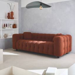 sweeek 3-seater Sofa Upholstered In Textured Boucle Fabric in Terracotta - thumbnail 6
