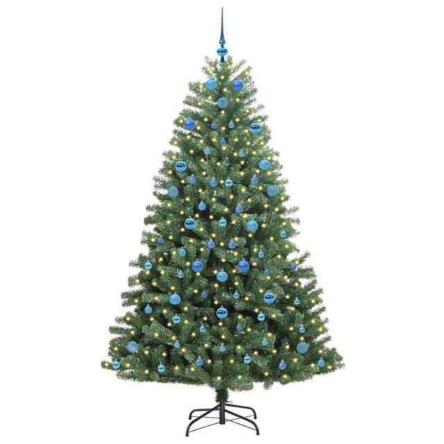 Berkfield Home Realistic Artificial Hinged Christmas Tree Green 210 cm PVC & Metal - image 1
