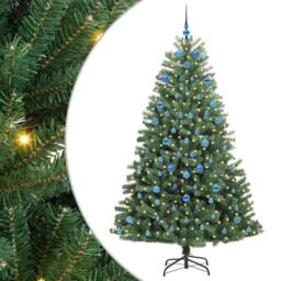 Berkfield Home Realistic Artificial Hinged Christmas Tree Green 210 cm PVC & Metal - thumbnail 3