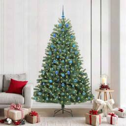 Berkfield Home Realistic Artificial Hinged Christmas Tree Green 210 cm PVC & Metal - thumbnail 2