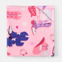OHS Cowboy Print Flannel Fleece Throw Blanket Soft Bedspread in Pink - Size: 125 cm x 150 cm - thumbnail 4