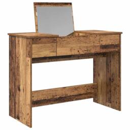 Berkfield Home Dressing Table with Mirror Old Wood 100x45x76 cm in Brown - Size: 100 x 45 x 76 cm - thumbnail 5
