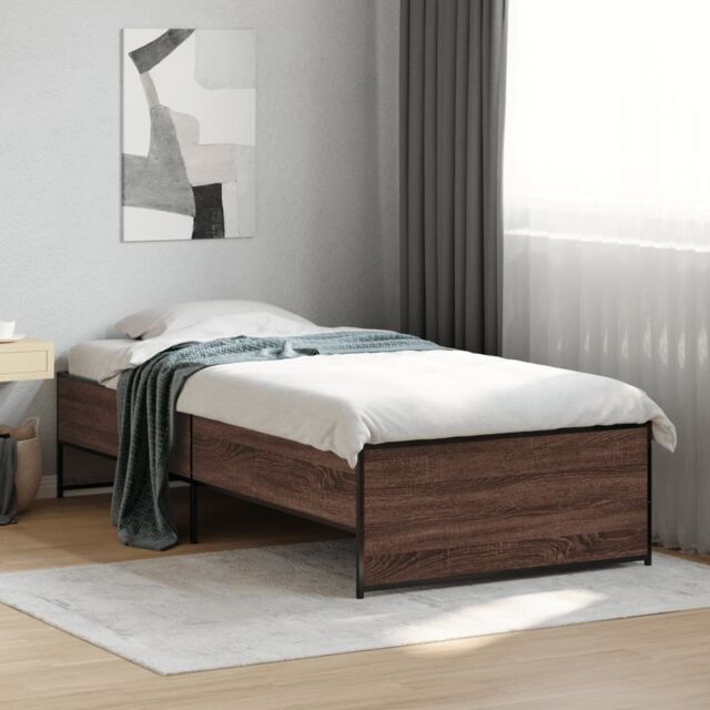 Berkfield Home Bed Frame without Mattress Brown Oak 90x190 cm Single - image 1