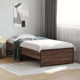 Berkfield Home Bed Frame without Mattress Brown Oak 90x190 cm Single - thumbnail 1