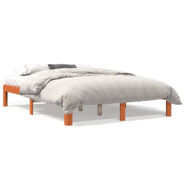 Berkfield Home Bed Frame without Mattress Wax Brown 140x190 cm Solid Wood Pine - image 1