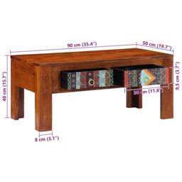 Berkfield Home Sturdy Coffee Table 90x50x40 cm Solid Wood Acacia in Brown - Size: 90 x 50 x 40 cm - thumbnail 9