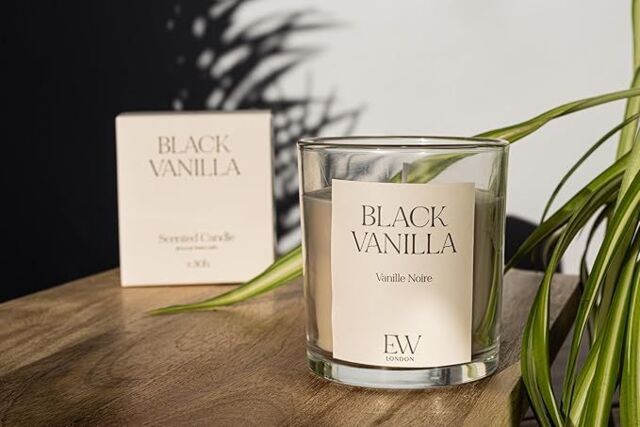 Marco Paul Glass Black Vanilla Jar Candle Strong Scented Candle Home Fragrance in Beige - image 1