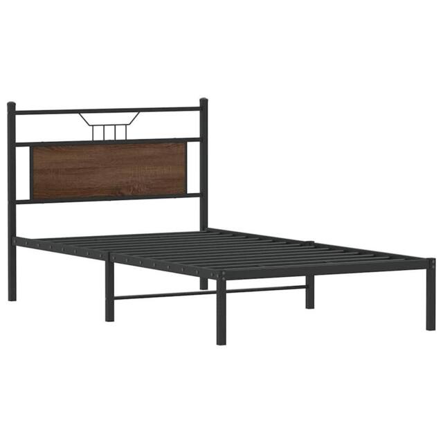 Berkfield Home Decorative Bed Frame without Mattress Brown Oak 100x190 cm Engine - image 1