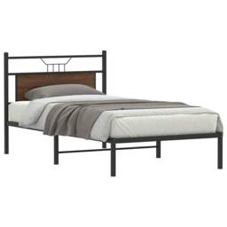 Berkfield Home Decorative Bed Frame without Mattress Brown Oak 100x190 cm Engine - thumbnail 2