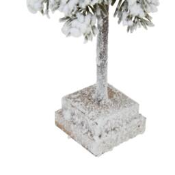 Lemon Pavilion Furniture and Decor Small Snowy Cedar Tree on Wood Block - Plastic - Height 30 cm - Brown - thumbnail 3
