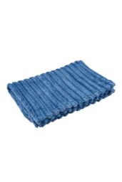 Living and Home Reversible Fluffy Striped Throw Blanket in Blue - Size: Large - thumbnail 6