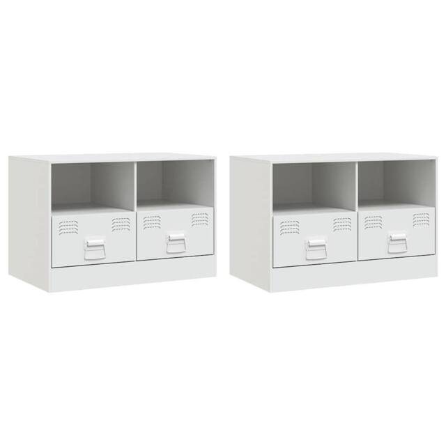 Berkfield Home TV Cabinets 2 pcs White 67x39x44 cm Steel - Size: 67 x 39 x 44 cm - image 1