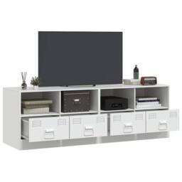 Berkfield Home TV Cabinets 2 pcs White 67x39x44 cm Steel - Size: 67 x 39 x 44 cm - thumbnail 4