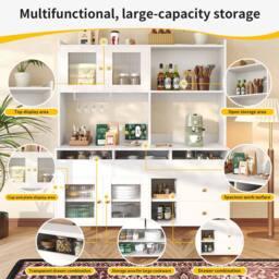 BTM Multi-Purpose Storage Cabinet with Glass Door & Wine Rack in White - thumbnail 9