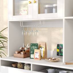 BTM Multi-Purpose Storage Cabinet with Glass Door & Wine Rack in White - thumbnail 4