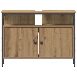 Berkfield Home Bathroom Sink Cabinet Artisan Oak 80x30x60 cm Engineered Wood in Brown - Size: 80 x 30 x 60 cm - thumbnail 6