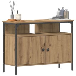 Berkfield Home Bathroom Sink Cabinet Artisan Oak 80x30x60 cm Engineered Wood in Brown - Size: 80 x 30 x 60 cm - thumbnail 3