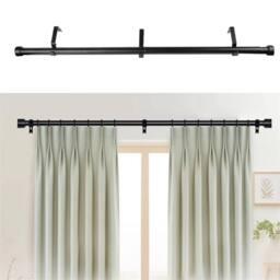 Kelvenix 18-45 inch Extendable Eyelet Metal Curtain Pole Rail in Black - thumbnail 7