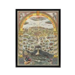 "Artery8 Map Salvation Army 1910 Work For All Framed Canvas Wall Art Print - Size: W12"" x H16""" - thumbnail 1