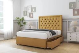 "Sloomy Amberley Naples Divan Bed Base 2 Drawers Left Side With 26"" Strutted Headboard & 12"" Matching Footboard in Navy - Size: Super King" - thumbnail 4