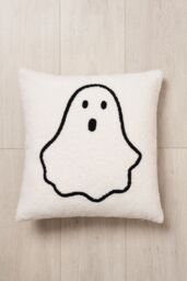 BHS Halloween Ghost Tufted Cushion in White - Size: 43 cm x 43 cm - thumbnail 3