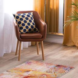Wyld and Coco Multicolour Abstract Area Rug Polyester Anti Slip Backing - Size: 80 cm x 150 cm - thumbnail 1