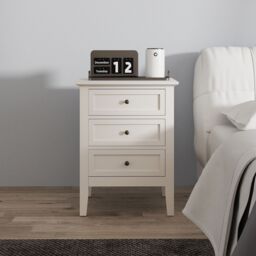 Melody Maison 3 Drawer Bedside Table - Rowley Pale Cream Range - thumbnail 3