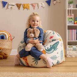 icon Kids Printed Safari Childrens Bean Bag Armchair in Light Blue - Size: Medium - thumbnail 2