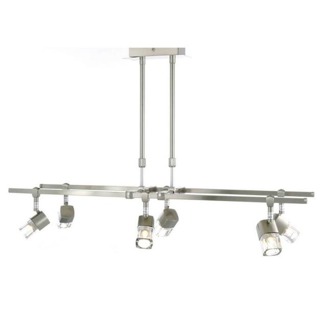 Netlighting Ticino Rectangular Telescopic Pendant 6 Light G9 Satin Chrome in Grey - image 1