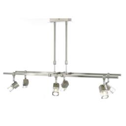 Netlighting Ticino Rectangular Telescopic Pendant 6 Light G9 Satin Chrome in Grey - thumbnail 1