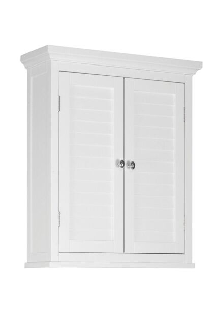Teamson Home Bathroom White Wooden Double Door Wall Cabinet - image 1