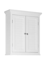 Teamson Home Bathroom White Wooden Double Door Wall Cabinet