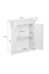 Teamson Home Bathroom White Wooden Double Door Wall Cabinet - thumbnail 4