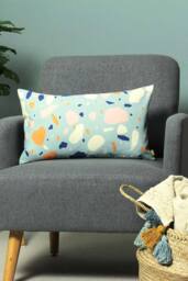 Furn Terra Abstract Print Cushion in Aqua - thumbnail 4