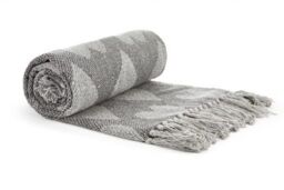 New Edge Blinds Love Collection Cotton Throw in Grey - Size: 127 cm x 152 cm - thumbnail 2
