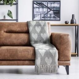 New Edge Blinds Love Collection Cotton Throw in Grey - Size: 127 cm x 152 cm - thumbnail 3