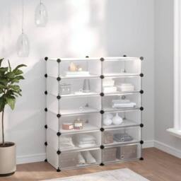Berkfield Home Shoe Rack Transparent 94.5x36.5x106 cm PP in Clear - thumbnail 2