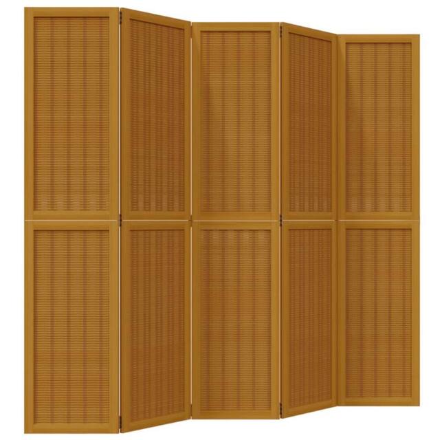 Berkfield Home Room Divider 5 Panels Brown Solid Wood Paulownia - image 1