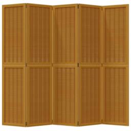 Berkfield Home Room Divider 5 Panels Brown Solid Wood Paulownia - thumbnail 4